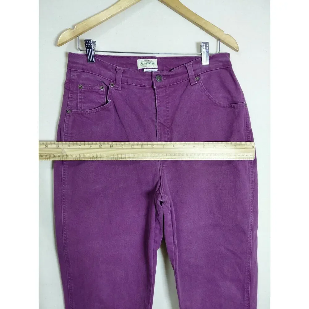 St. John's Bay Purple Corduroy Straight Leg Jeans Women See Measurements